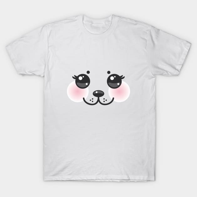 Kawaii funny cat muzzle with pink cheeks and winking eyes (5) T-Shirt by EkaterinaP